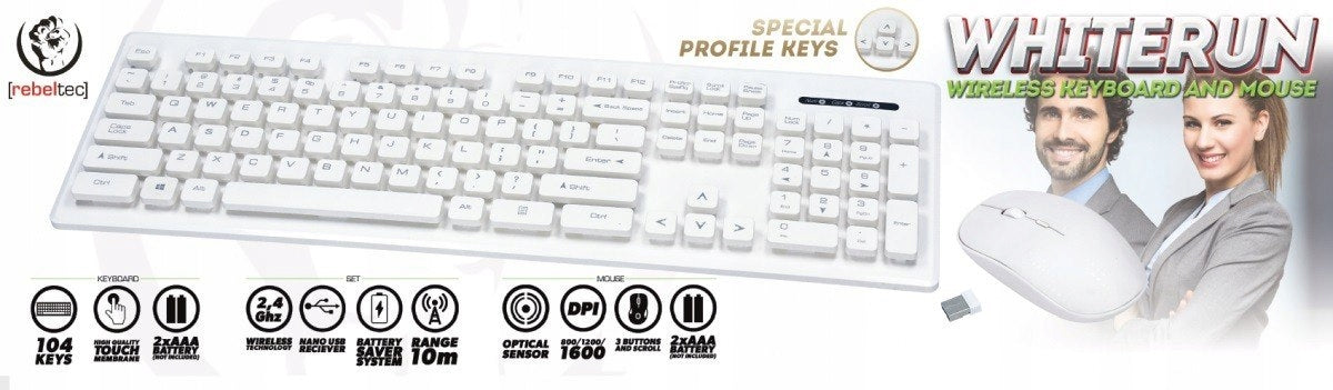 Rebeltec Wireless Whiterun Keyboard+ Color white