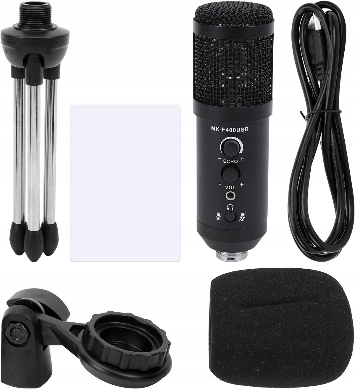 Recording Microphone, Black Capacitive 30Hz