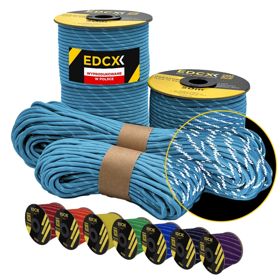 Reflective cable EDCX 4,4 mm Paracord 550 Reflective (Skylight, 15 m)