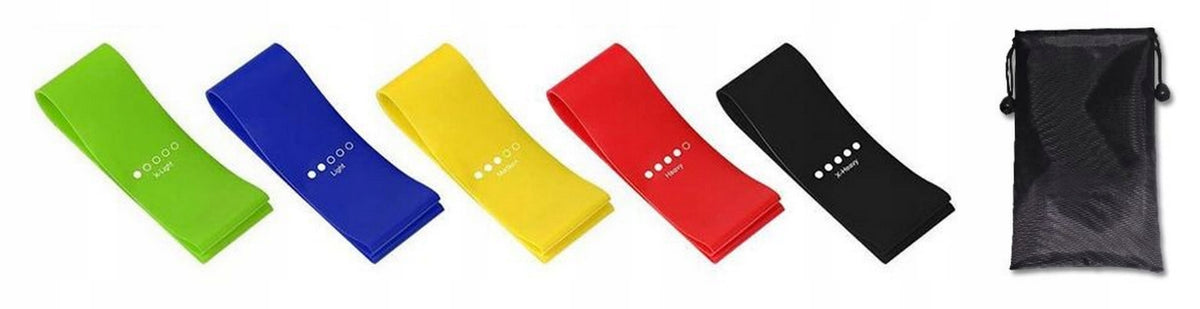 Resistance Exercise Rubbers SET OF 5 FITNESS Tape Color multicolor