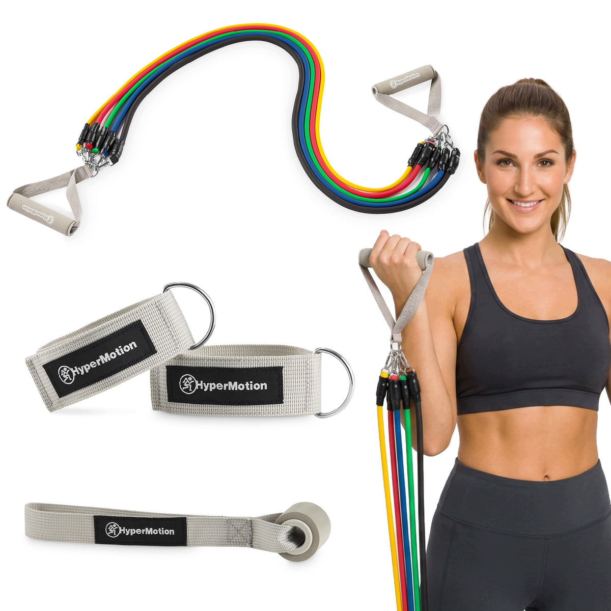 Resistance rubber set with handles and door handle HyperMotion