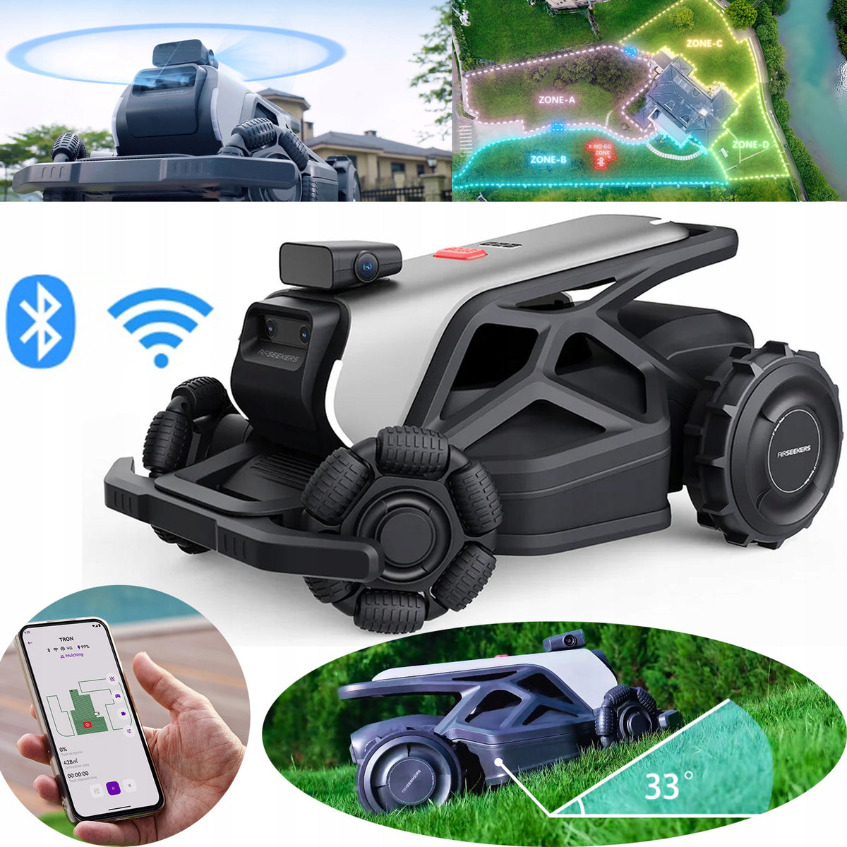 Robotic Lawn Mower TRON 360° AI Vision Navigation, IPX6, Swappable Battery