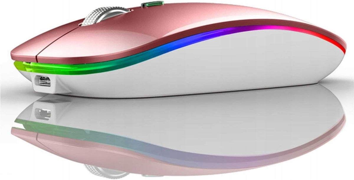 Rose Gold Rechargeable Wireless Silent Mouse 1600 DPI LED Backlight