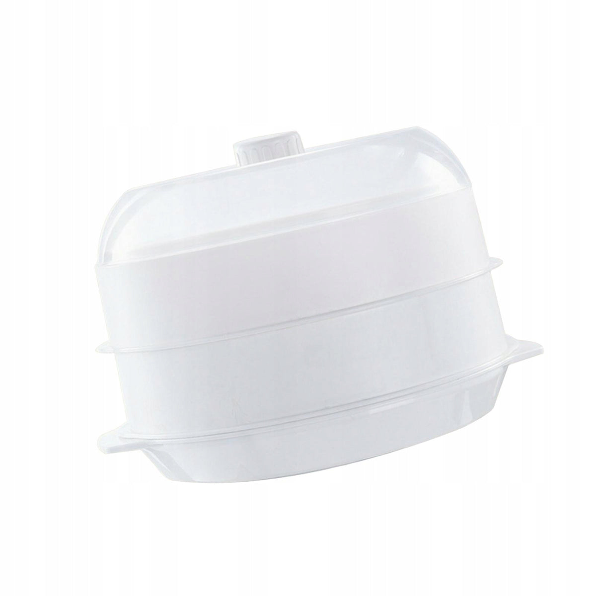 Round Microwave Heating Steamer Dish Cooking Pot white double layer