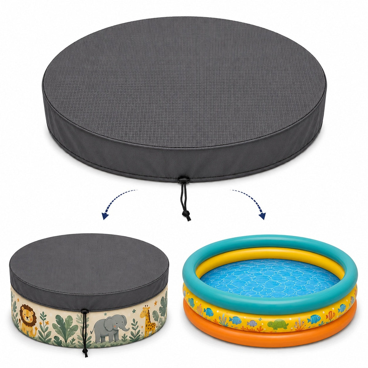 Round Pool Cover 145x16 Waterproof Graphite For Sandbox Strong