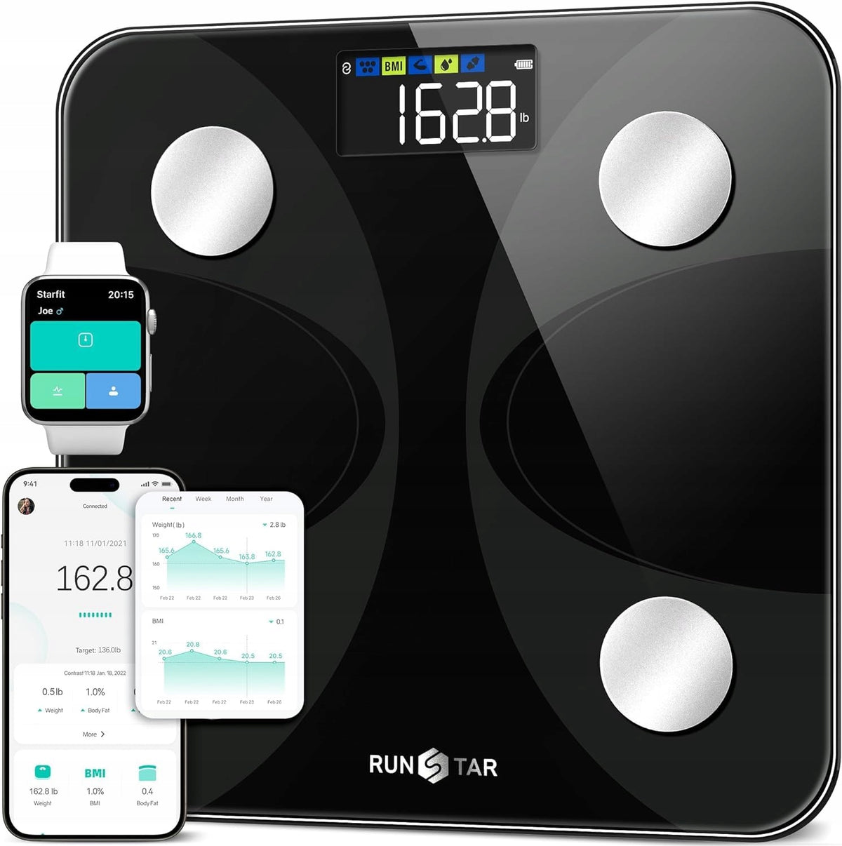 RunSTAR Smart Bathroom Scale, Precision Digital Scale with App
