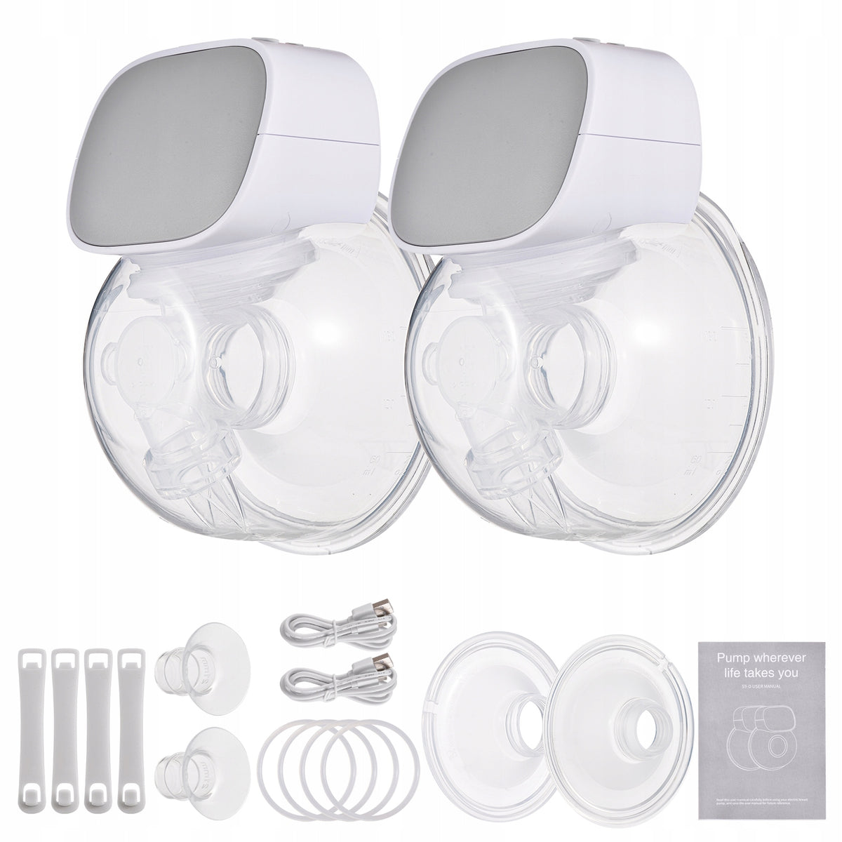 S9 Smart Wearable Electric Breast Pump Gray 2-Pack