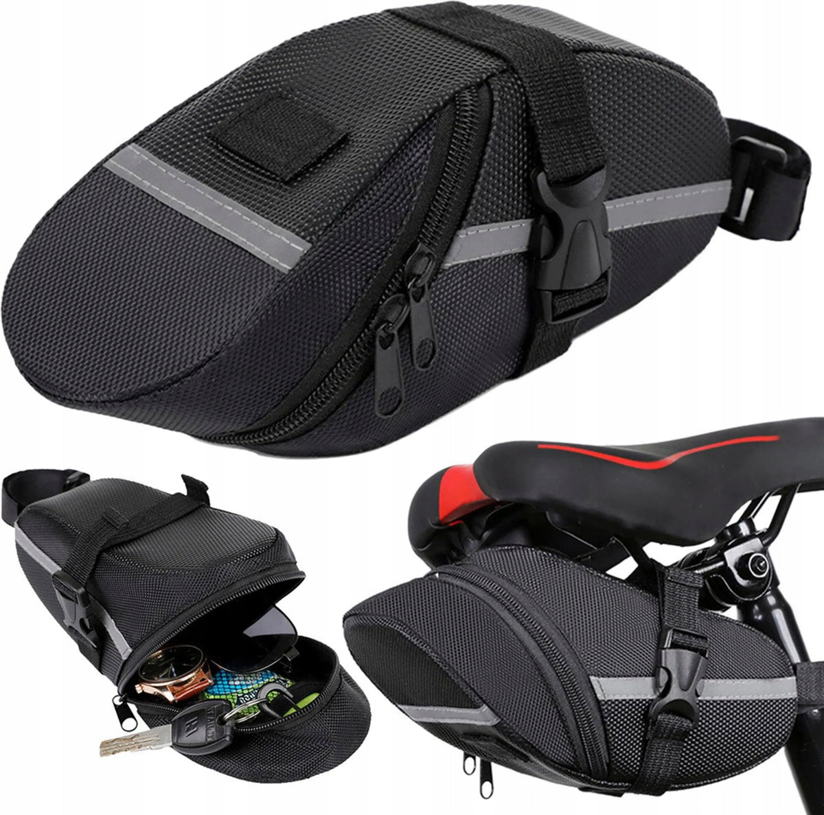 SADDLE BAG BICYCLE SADDLEBAG WATERPROOF WITH REFLECTORS