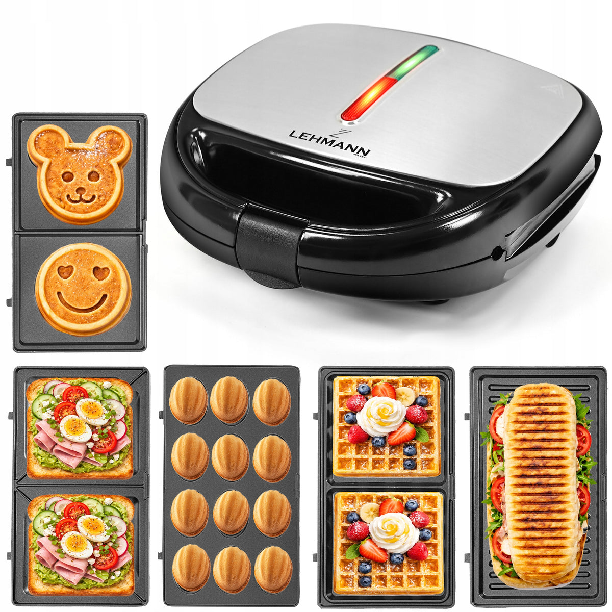 SANDWICH TOASTER WAFFLE IRON GRILL ELECTRIC TOASTER STRONG PANINI 5IN1