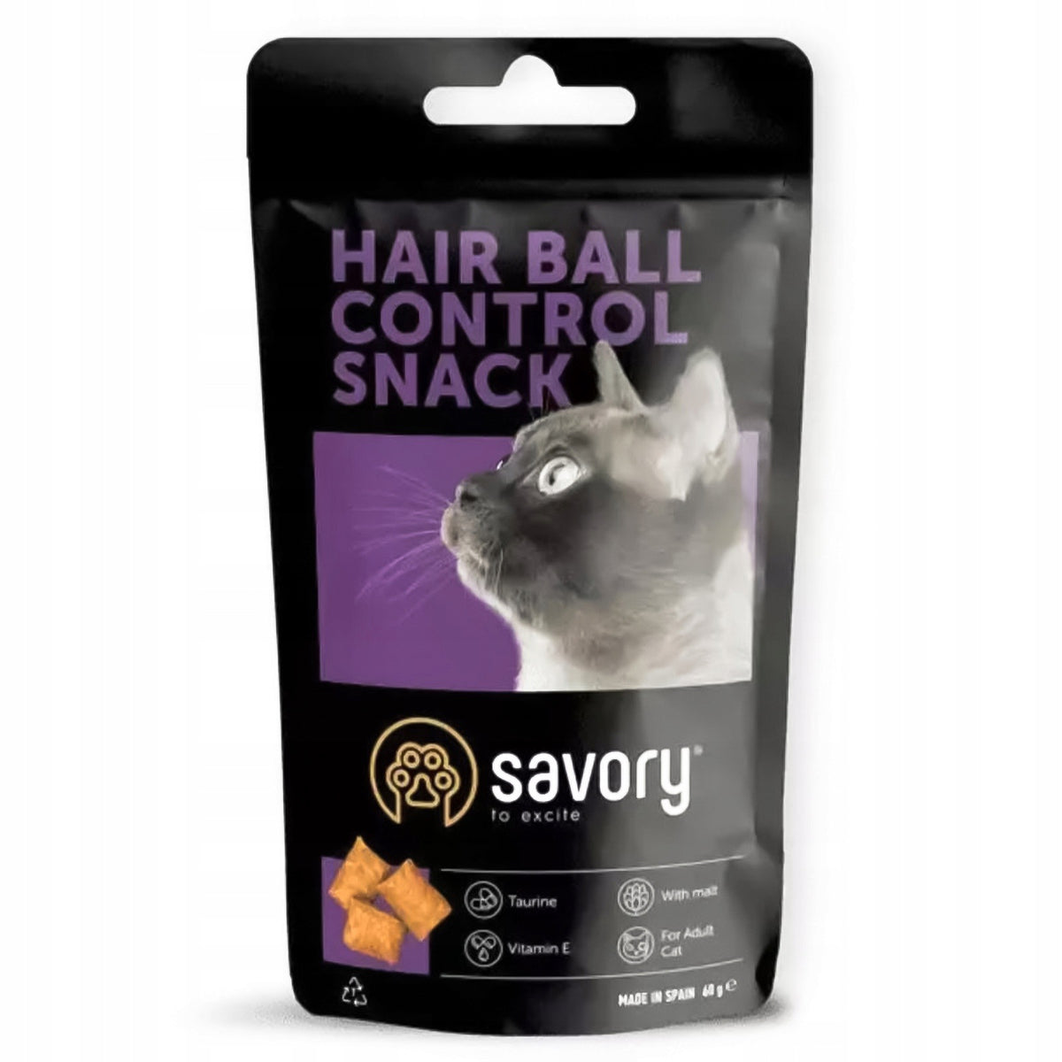 SAVORY HAIRBALL CONTROL SNACK - A DETANGLING TREAT FOR CATS, WITH FIBER