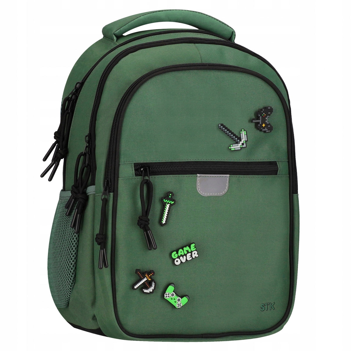 SCHOOL BACKPACK FOR BOY GIRLS UNISEX GREEN WITH PINS Packaging status original
