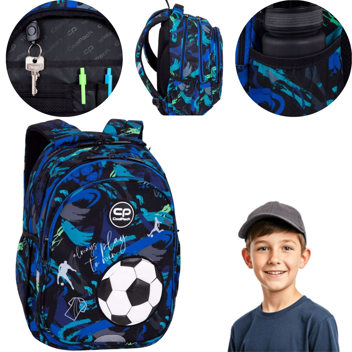 SCHOOL BACKPACK FOR BOY YOUTH FOOTBALL COOLPACK CLASS 1-3
