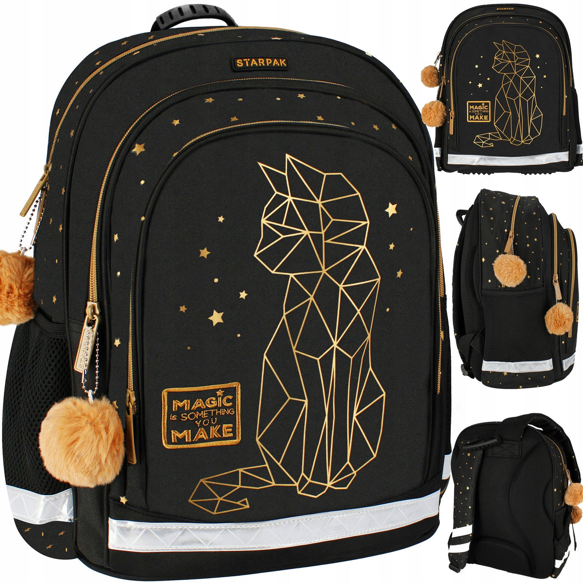 SCHOOL BACKPACK FOR GIRLS GOLDEN KITTEN