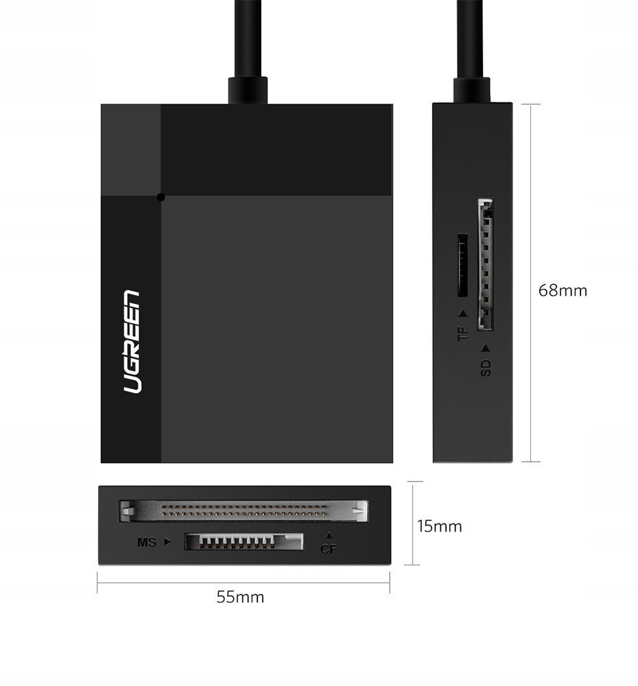 SD / micro SD / CF / MS memory card reader USB 3.0 plug - black Manufacturer Ugreen