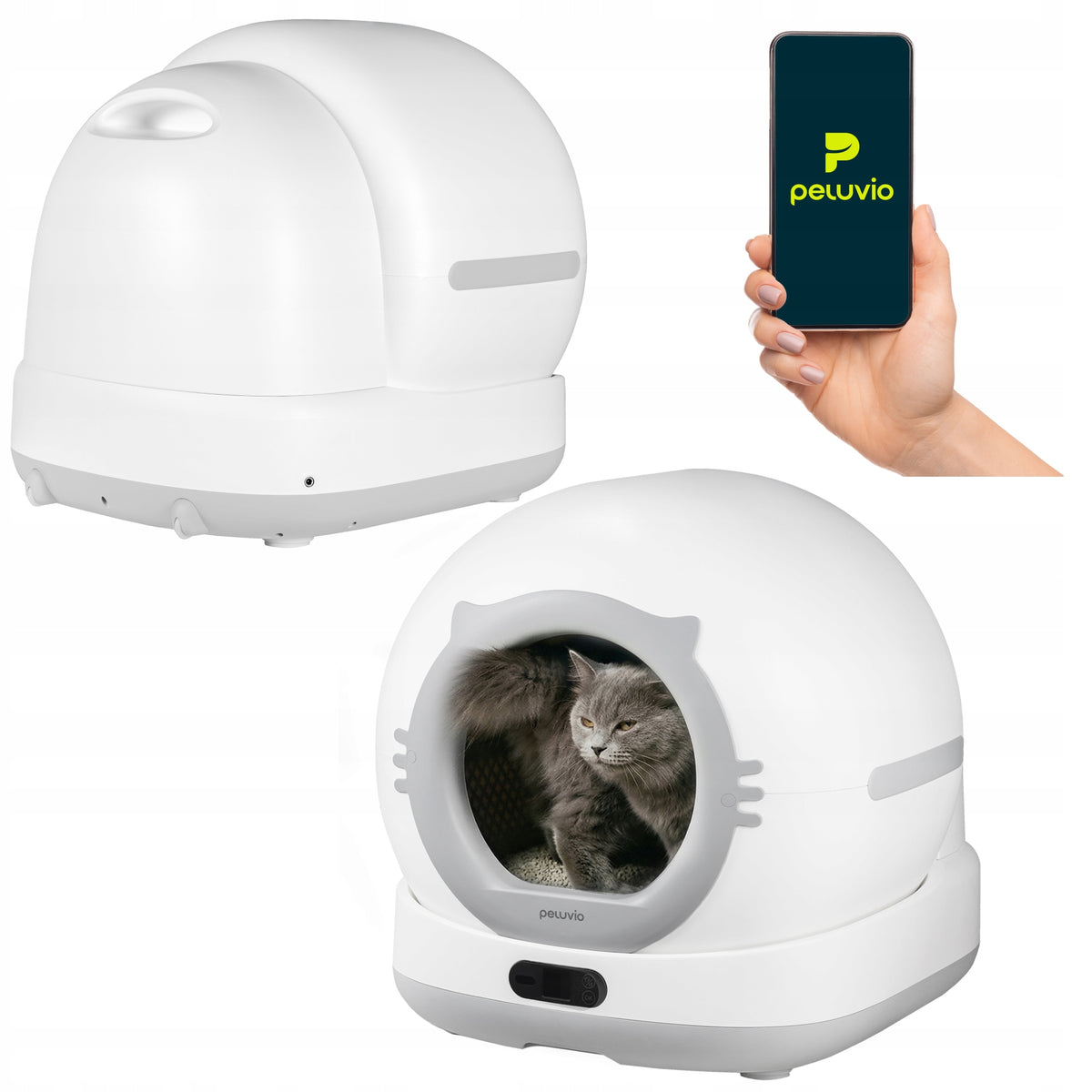 SELF-CLEANING AUTOMATIC CAT LITTER BOX WI-FI application Peluvio Pearl