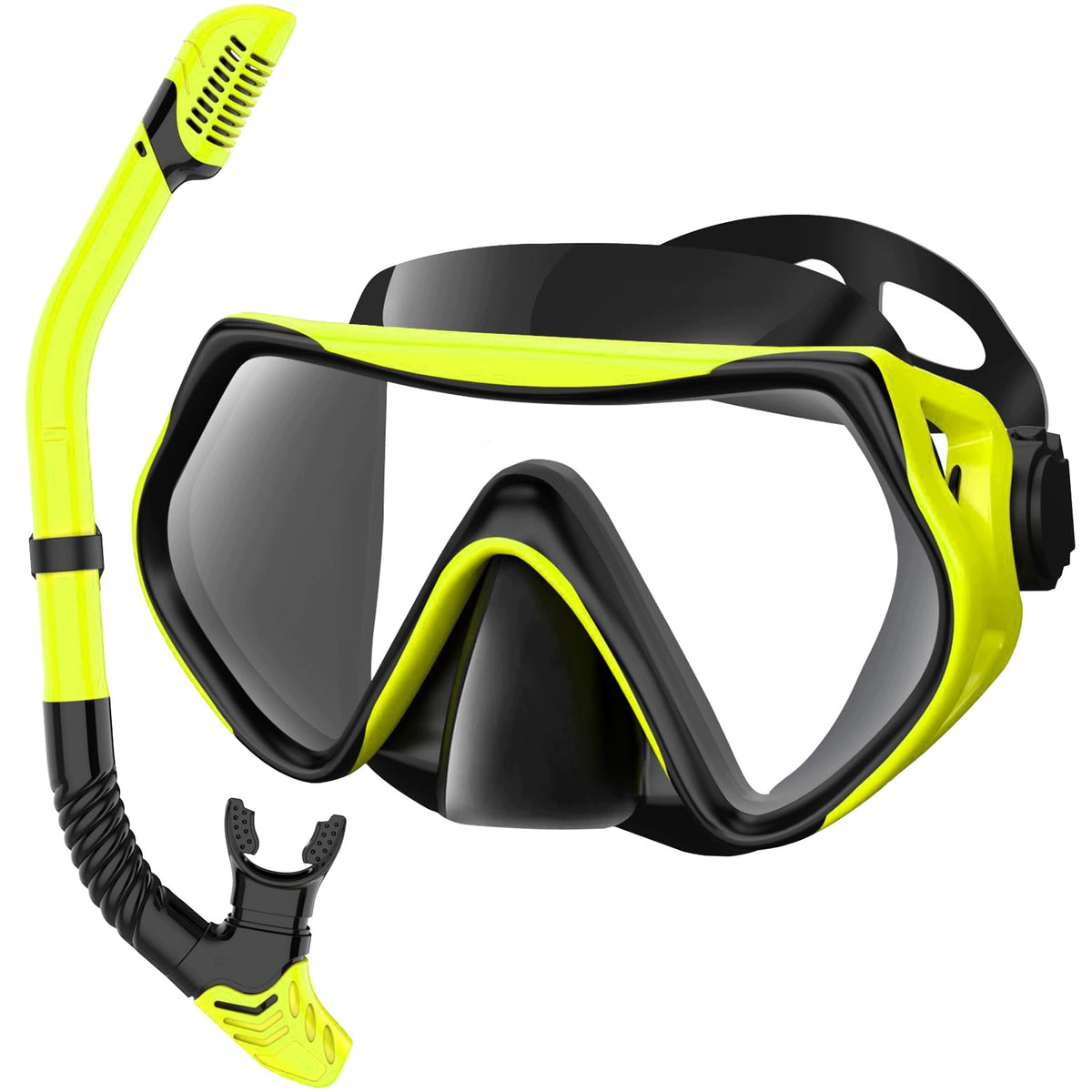 SET DIVING MASK SWIMMING WITH TUBE SNURKLING SNORKEL DRY TOP GLASSES