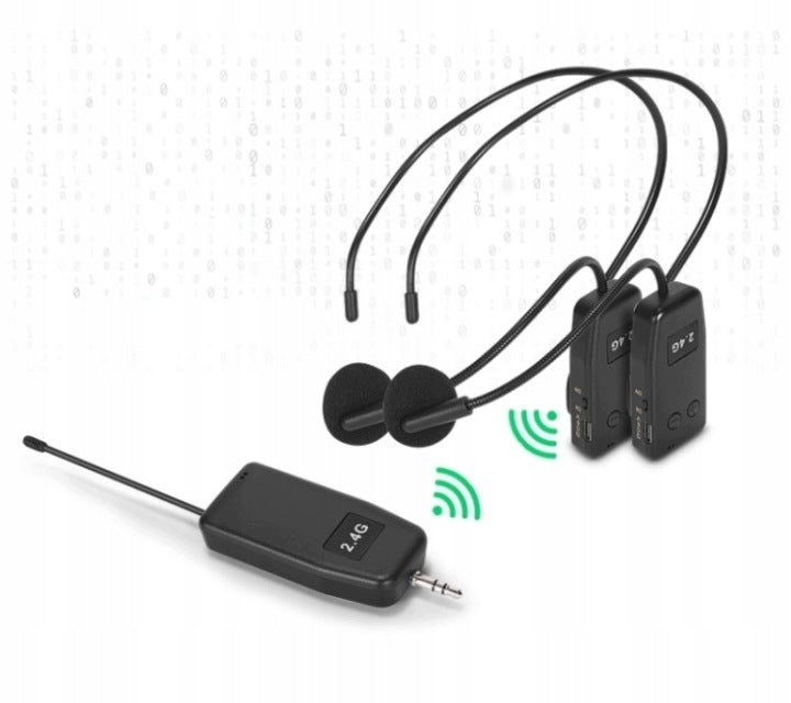 SET OF 2 UHF WIRELESS RECEIVER HEAD MICROPHONES Packaging status original