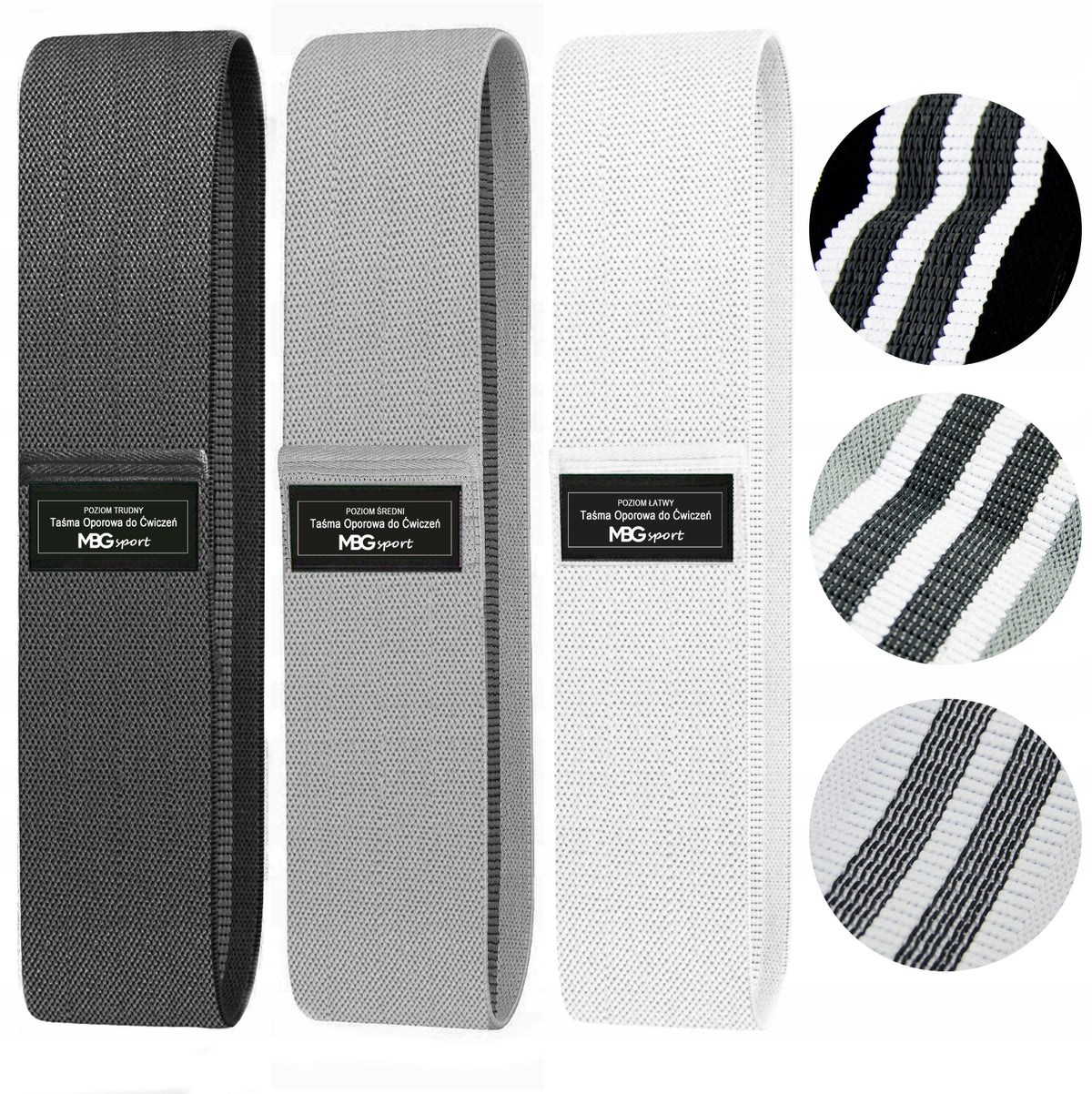 SET OF 3 RESISTANCE RUBBER BANDS MATERIAL FOR EXERCISE
