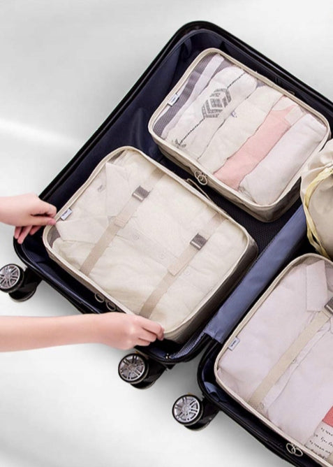 SET OF 4 POUCH ORGANIZERS FOR SUITCASE ORGANIZER OLDMAN BAG SACHET Color brown
