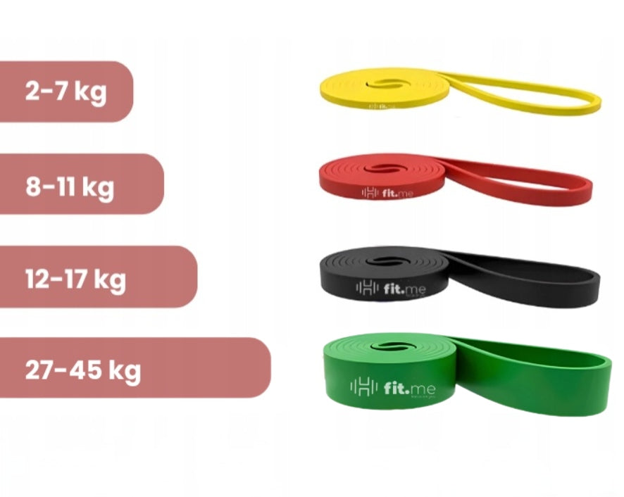 SET OF 4 POWERBAND STRETCHING RESISTANCE RUBBERS FROM 2 TO 45 kg Packaging status original