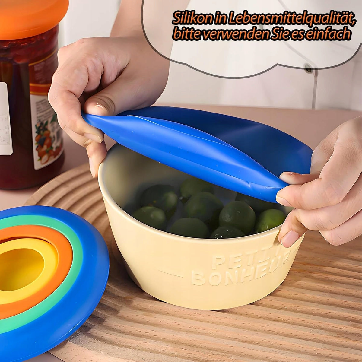 SET OF 4 SILICONE LIDS FOR CANS AND CUPS FLEXIBLE WASHABLE Manufacturer code 0039166098330