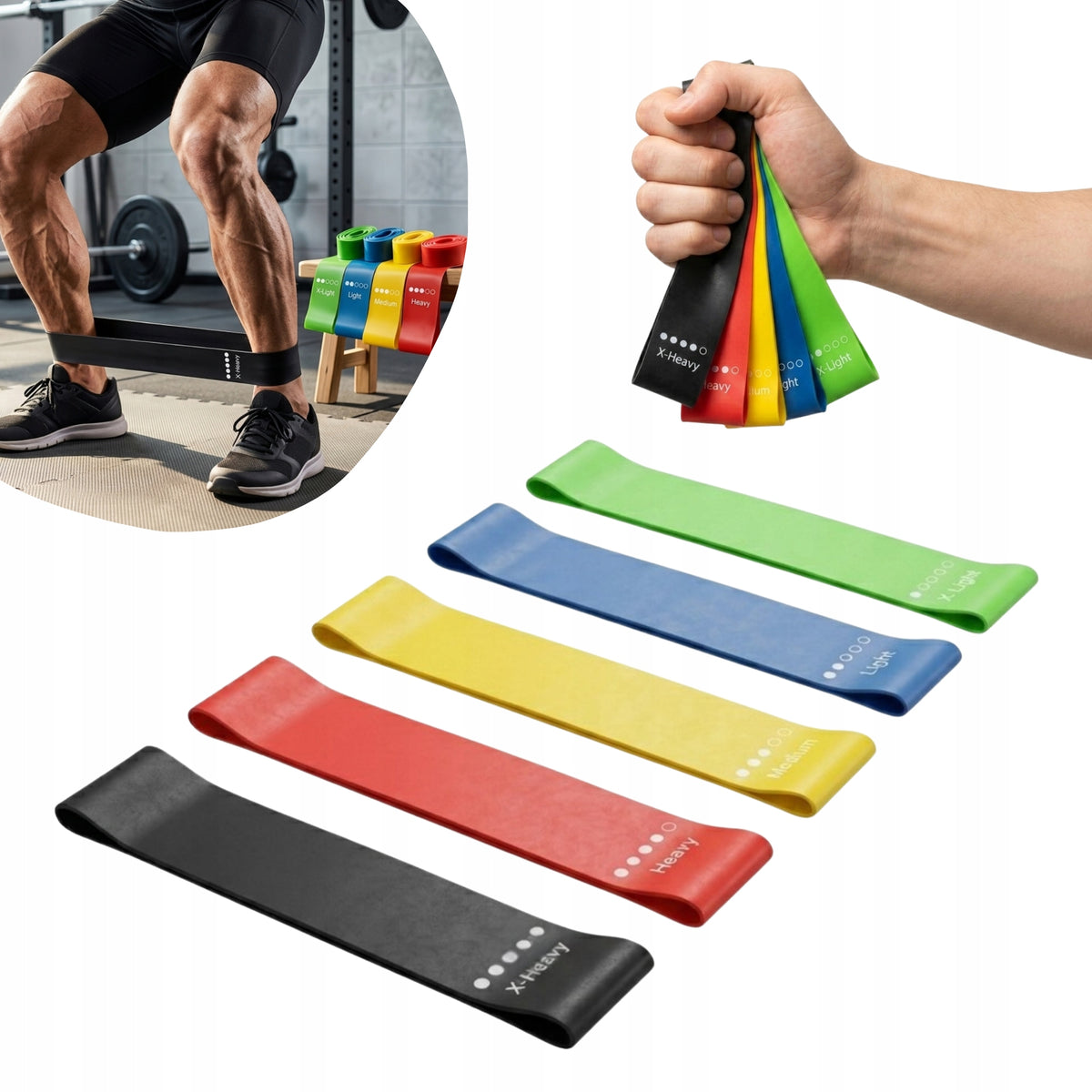 SET OF 5 RESISTANCE BANDS FOR EXERCISE MINI BAND RESISTANCE 1-20KG