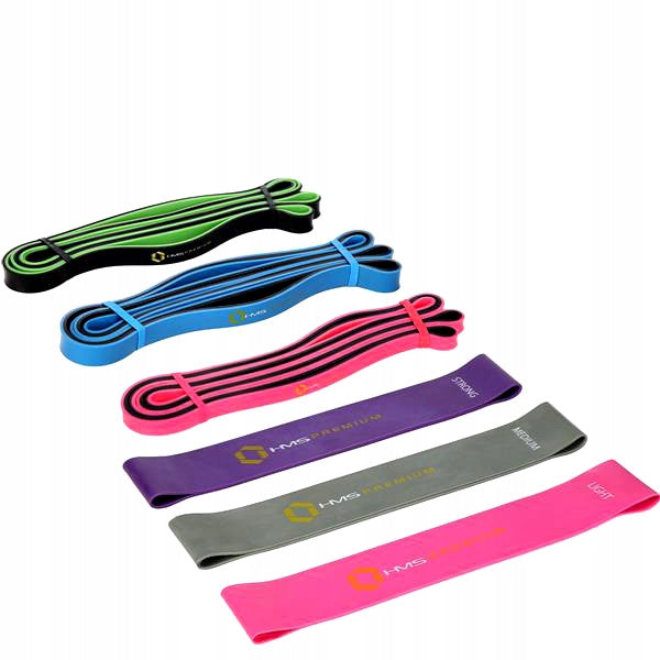 SET OF 6 FITNESS EXERCISE RUBBERS MINI BAND TAPE Color multicolor
