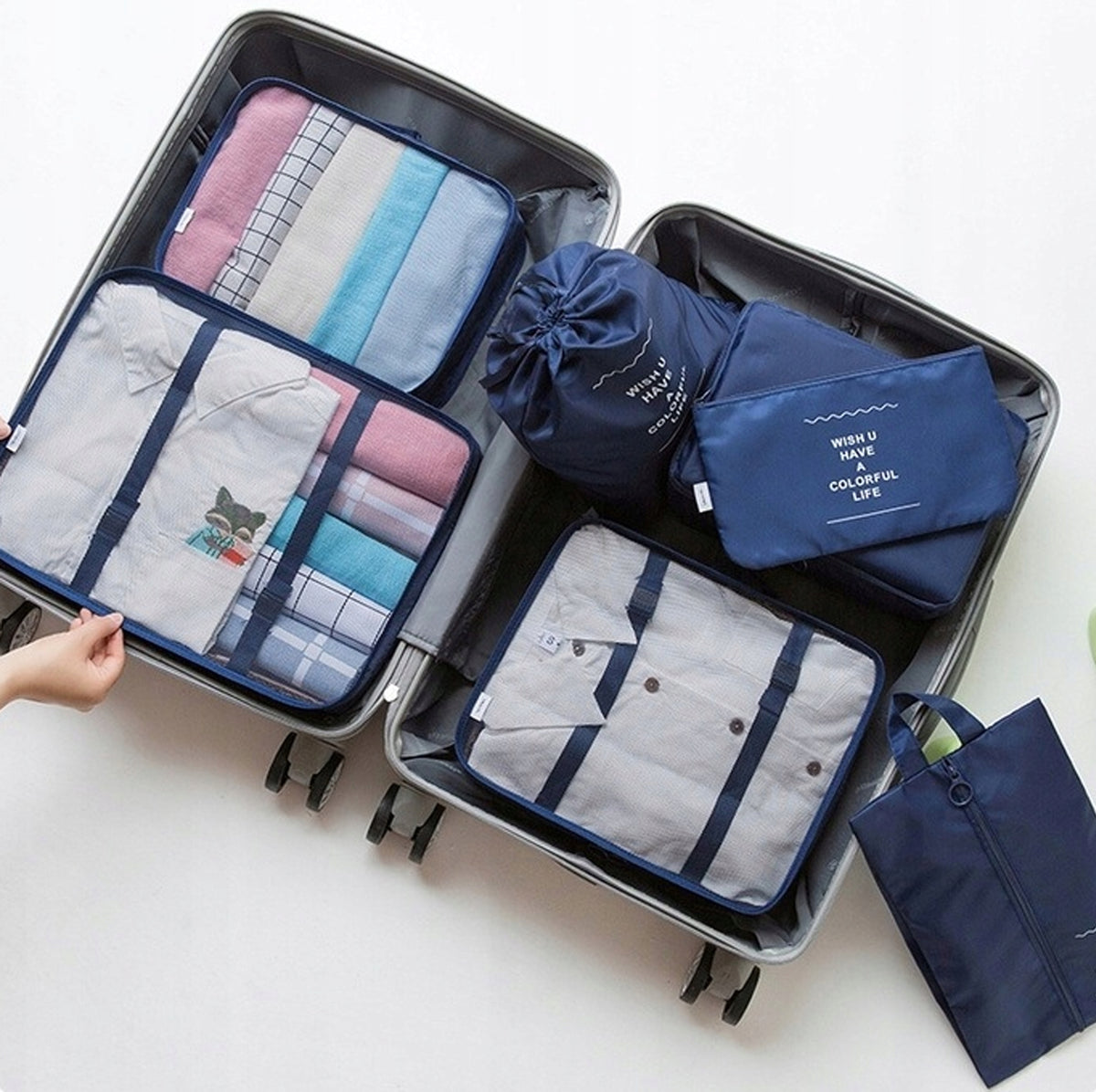 SET OF 7PCS TRAVEL LIMITERS SOLID FOR BACKPACK SUITCASE SOLID FASHIONABLE Packaging status original