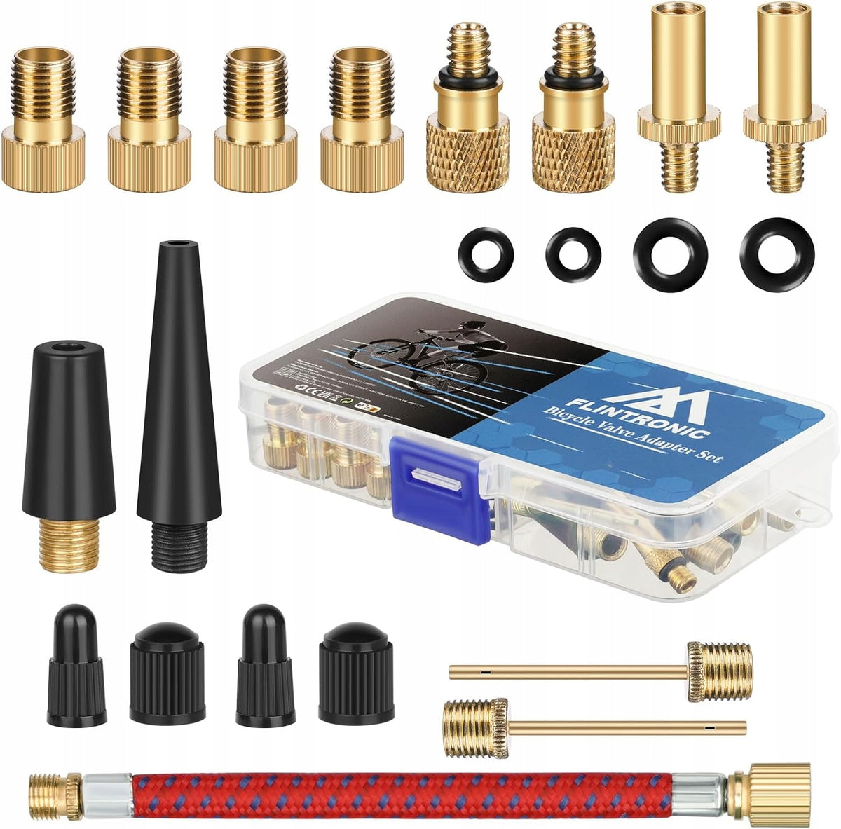 SET OF ADAPTERS TIPS FOR PUMPING BICYCLE TIRES VALVES 21PCS