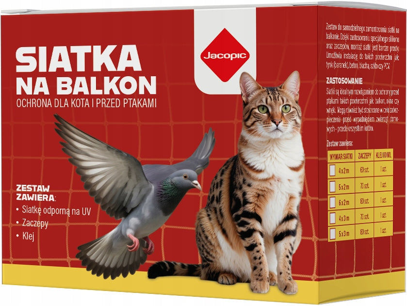 SET OF BALCONY FOR CAT PIGEONS 6x2m, EYE 50mm, WITHOUT DRILLING