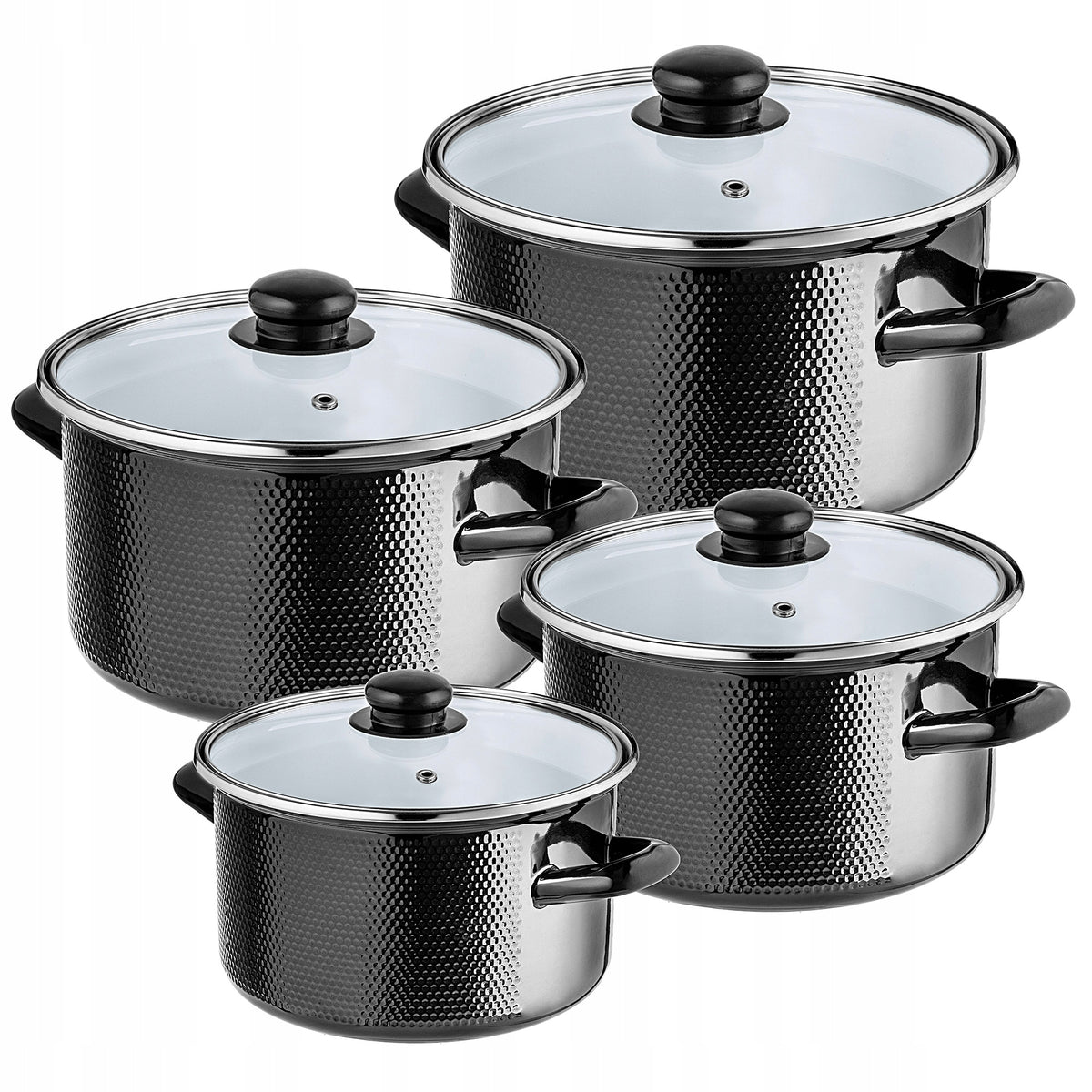 SET OF ENAMEL POTS SET 8EL GAS INDUCTION TRADITIONAL + LIDS
