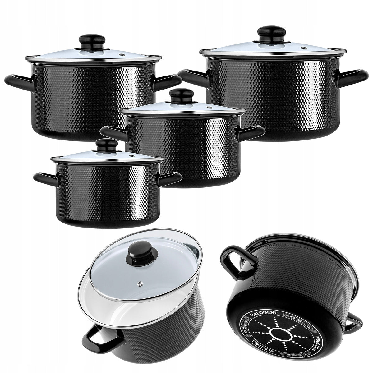 SET OF ENAMEL POTS SET 8EL GAS INDUCTION TRADITIONAL WITH LID