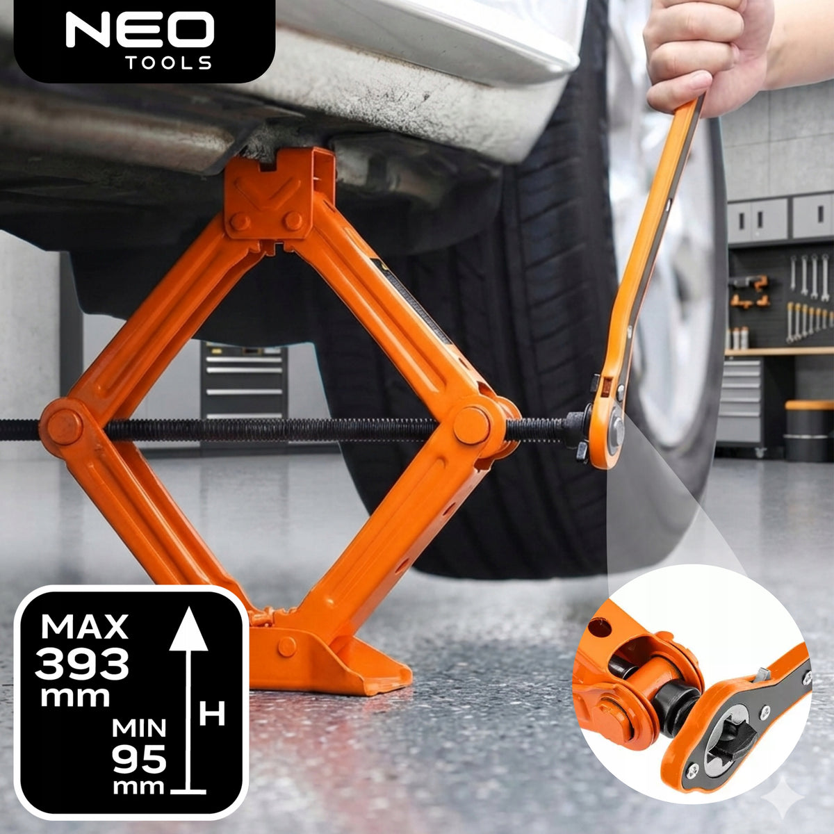 SET OF JACKS CAR TRAPEZOIDAL LIFT 2T / 2000KG WITH NEO RATCHET Manufacturer code LEWAREK PODNOŚNIK TRAPEZOWY 10-457
