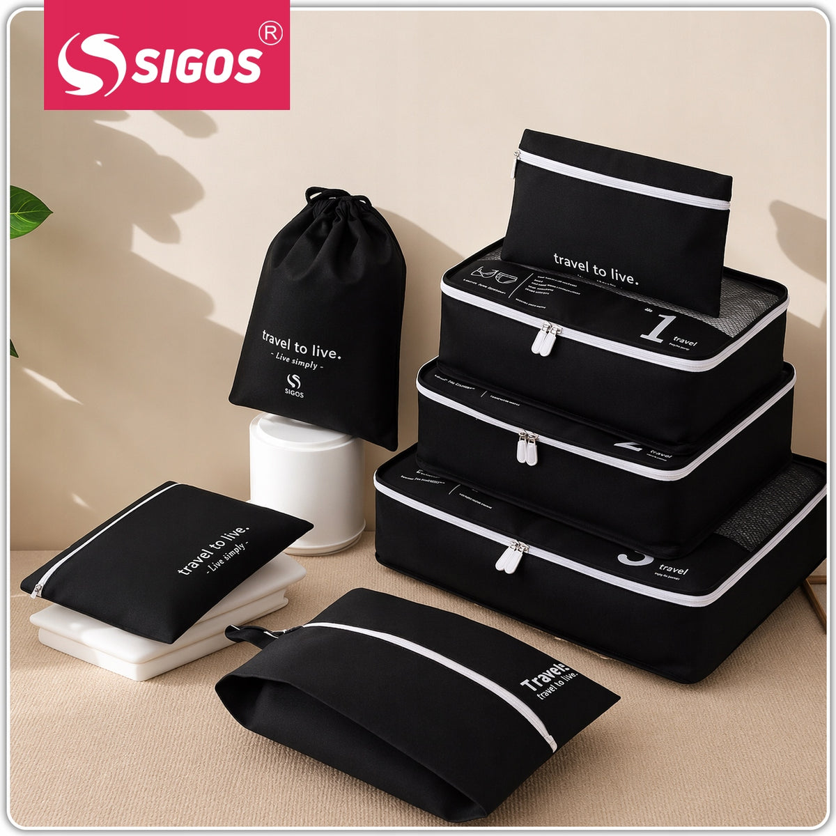 SET OF ORGANIZERS TRAVEL ORGANIZER SUITCASES WARDROBES CLOTHES SET OF 7 Packaging status original