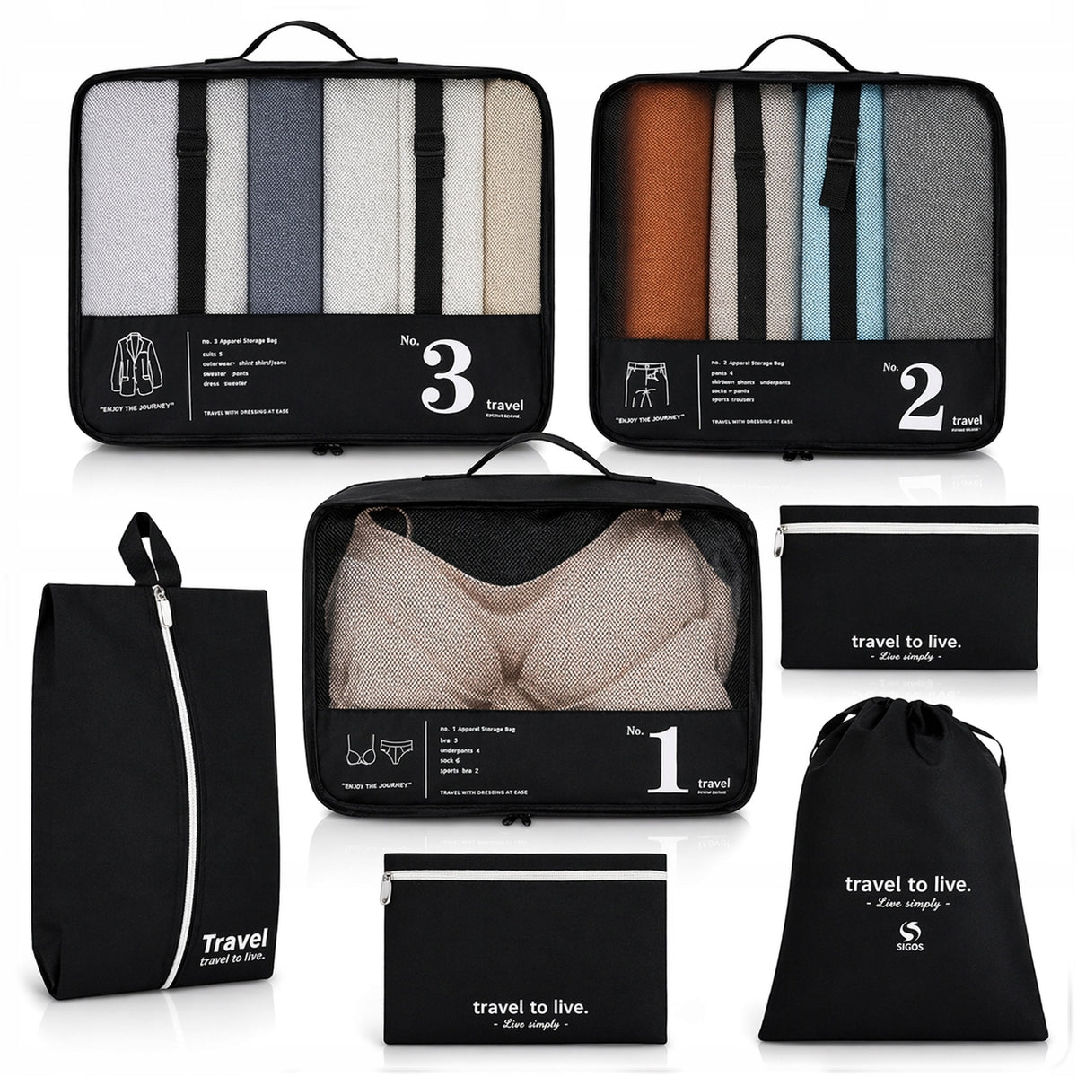 SET OF ORGANIZERS TRAVEL ORGANIZER SUITCASES WARDROBES CLOTHES SET OF 7