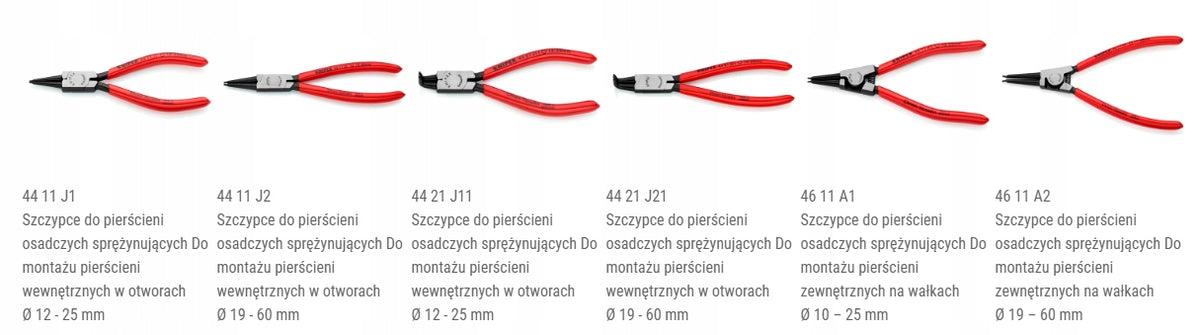 SET OF PLIERS FOR SEGER RINGS 8PCS KNIPEX Manufacturer code 00 19 58 V01