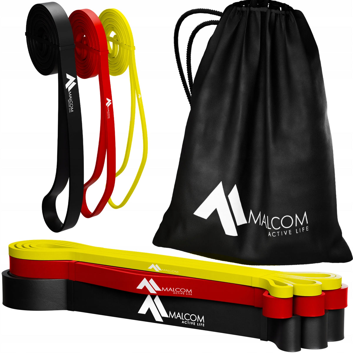 SET OF RESISTANCE RUBBERS 3PCS exercises multifunctional durable training BAG Packaging status original