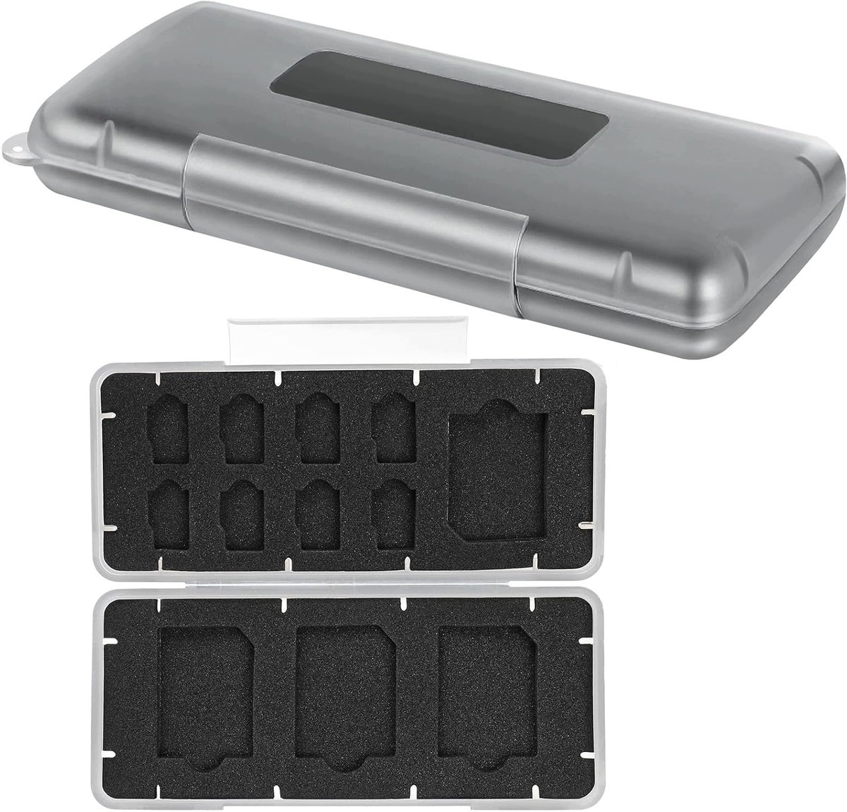 SET OF TWO SD AND MICRO SD CARD CASES WITH ABS PADDING FOR TRAVEL