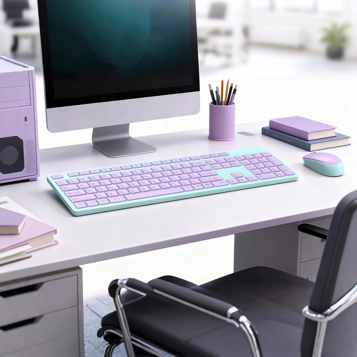 SET WIRELESS KEYBOARD AND MOUSE QWERTY IT USB PURPLE-GREEN Manufacturer code K786+E702 GREEN-PURPLE