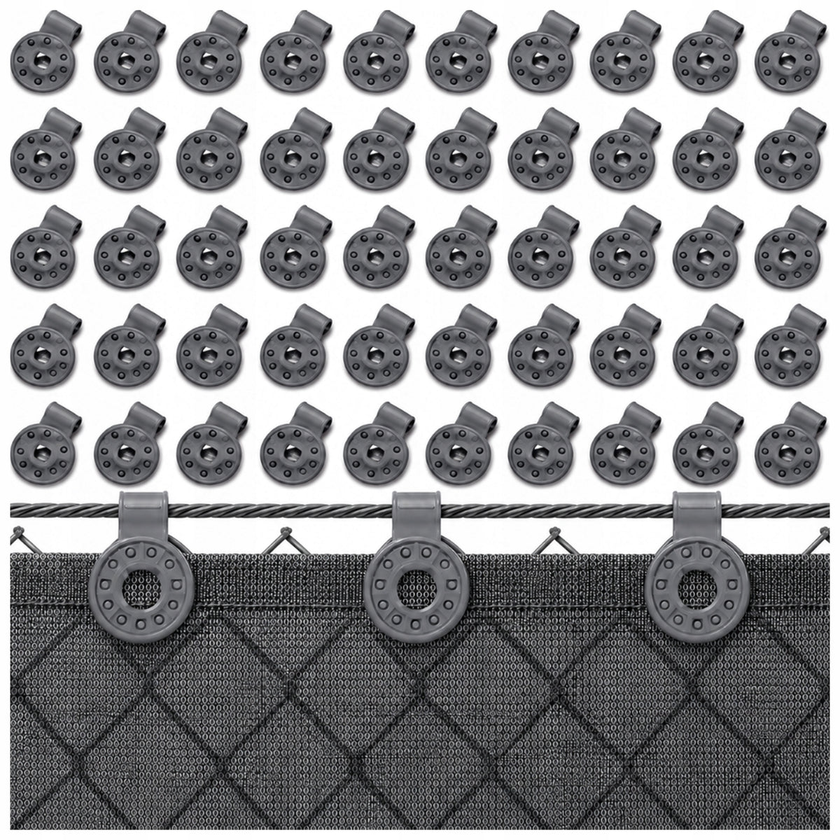 SHADING MESH CLIPS MOUNTING CLAMPS GREY 50 PCS