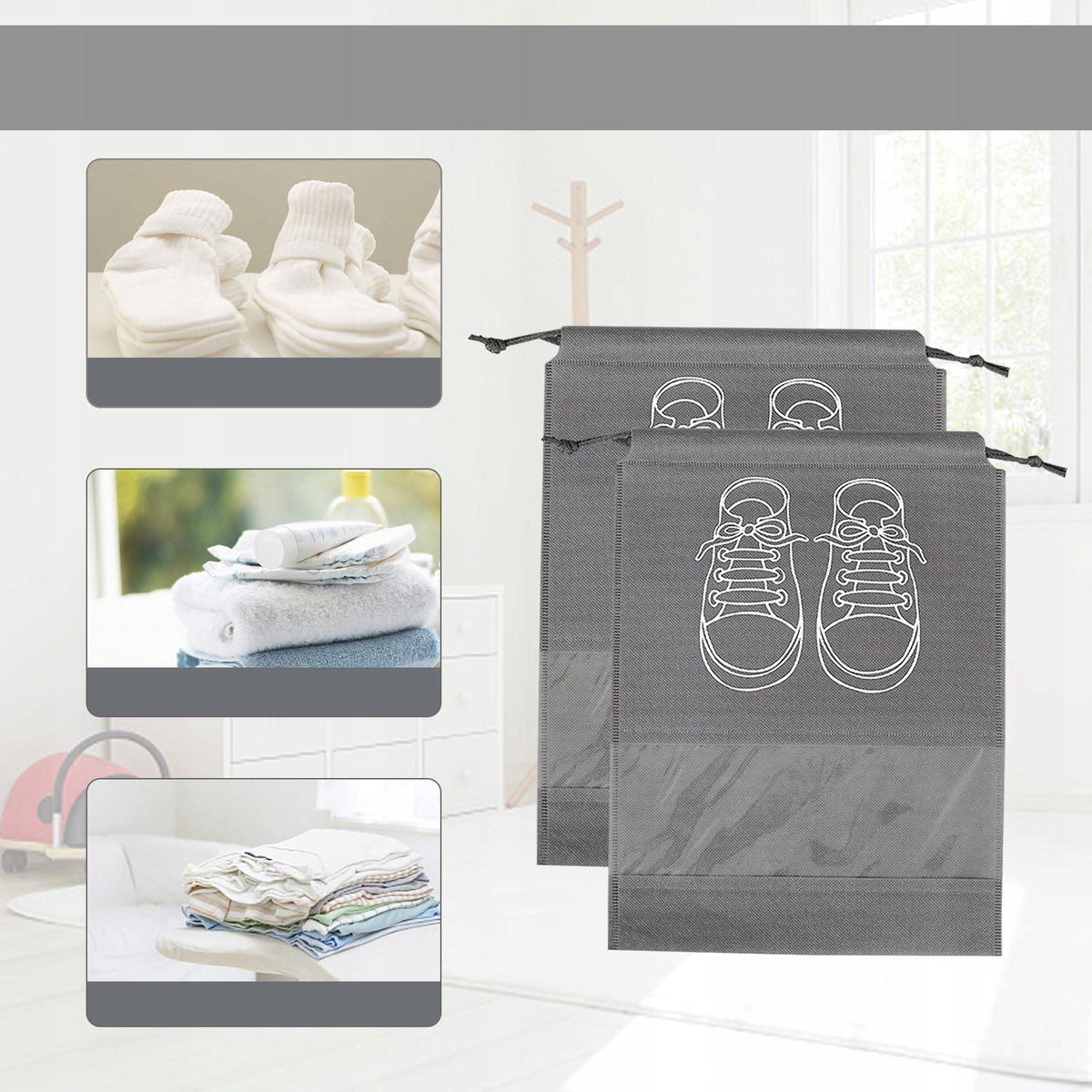 SHOE BAGS SET OF 12 TRAVEL BAGS FOR SUITCASE ORGANIZER, FOR SCHOOL Packaging status original