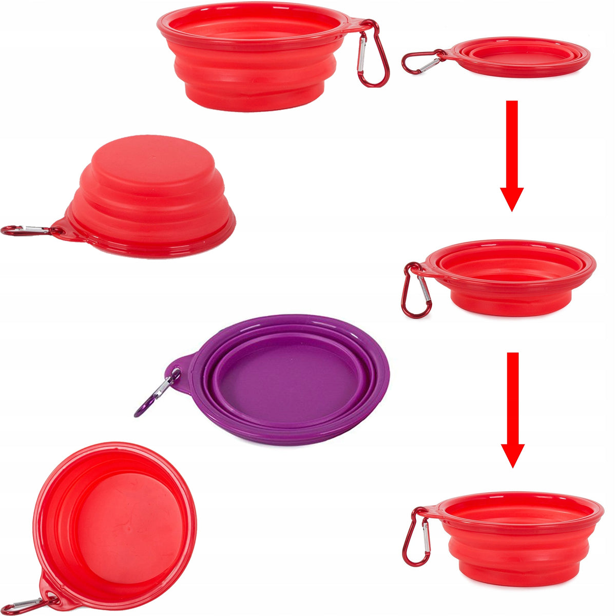SILICONE DOG BOWL FOLDABLE FOR FOOD AND WATER TRAVEL DURABLE 0,4 L