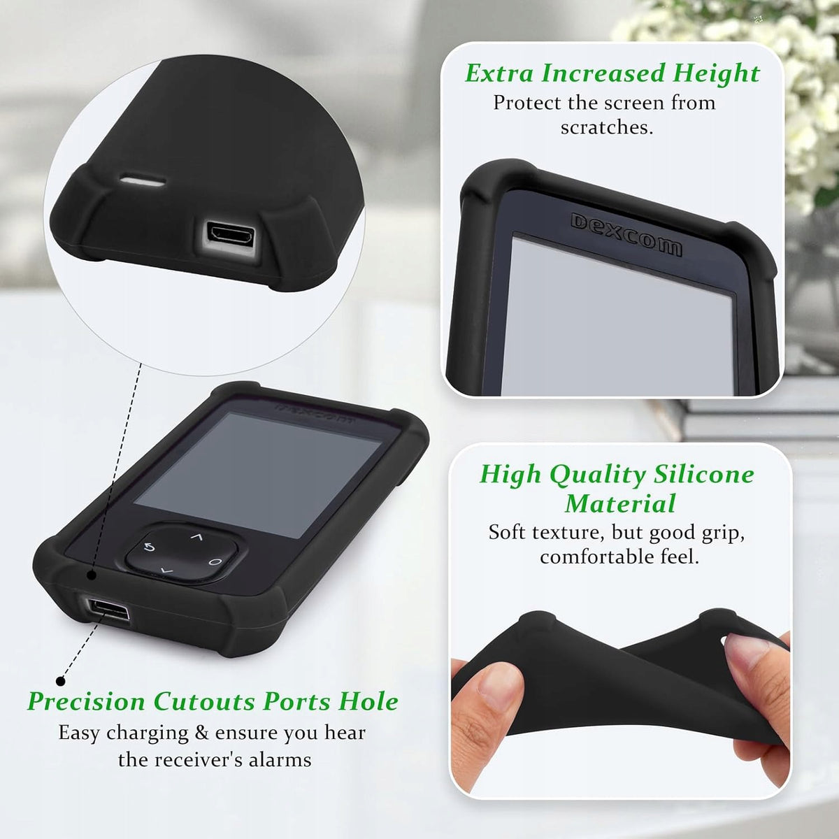 SILICONE PROTECTIVE CASE FOR RECEIVER G7 NON-SLIP BLACK Medical device no