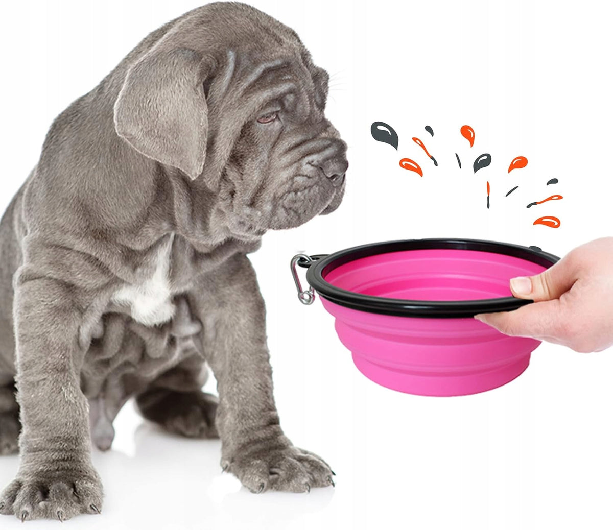SILICONE TRAVEL DOG FOLDING BOWL 350ML PINK Packaging status original