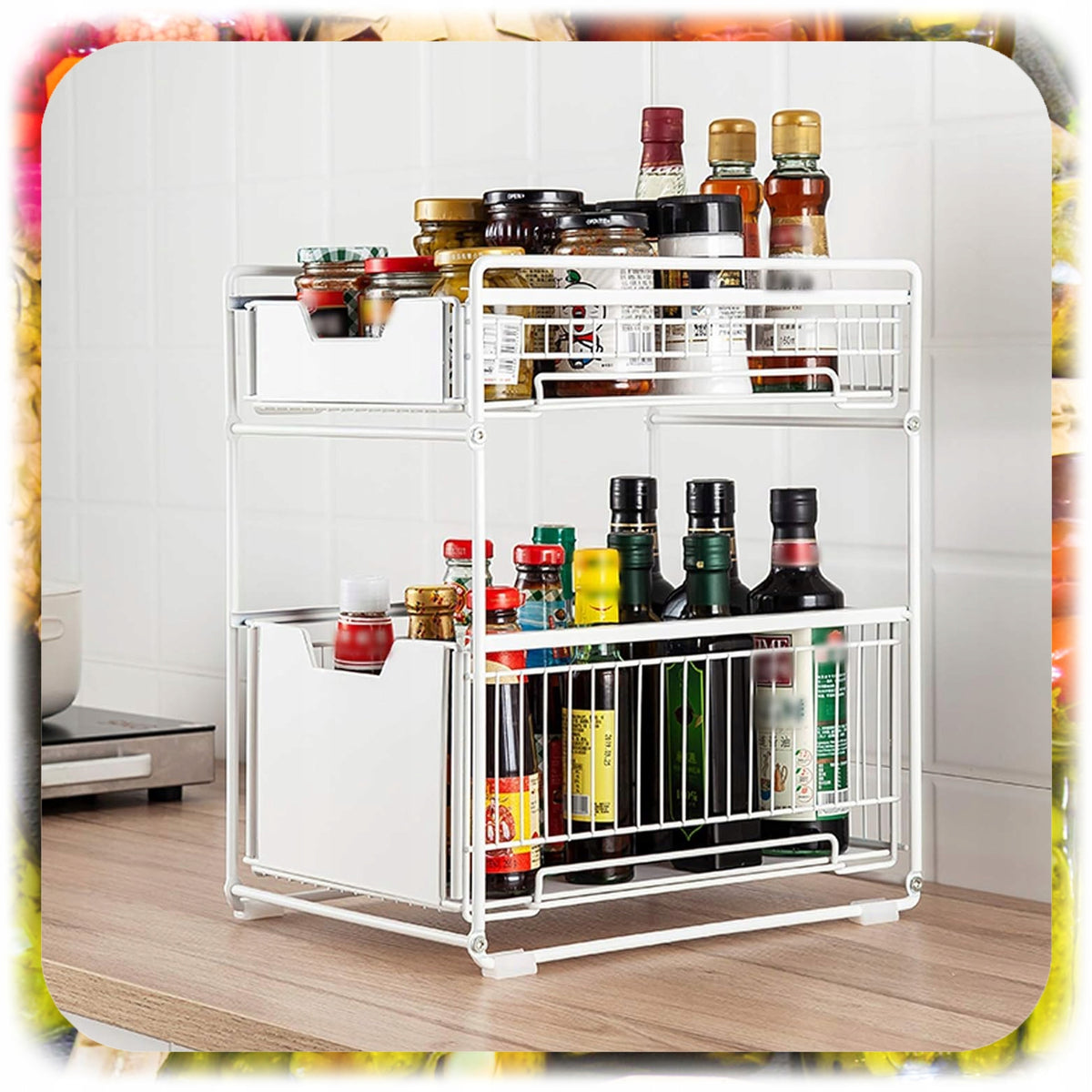 SINK RACK ORGANIZER KITCHEN BATHROOM FOLDING BASKET PULL-OUT DRAWER Packaging status original
