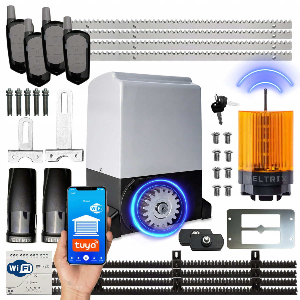 SLIDING gate drive SET 800kg + 4 remote controls + LED lamp + WIFI