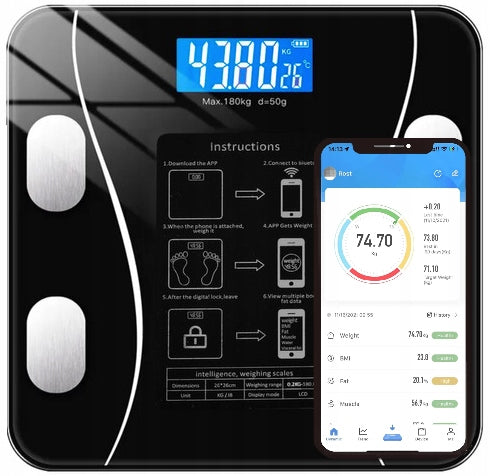 SMART BATHROOM SCALE ANALYTICAL ELECTRONIC BLUETOOTH APP