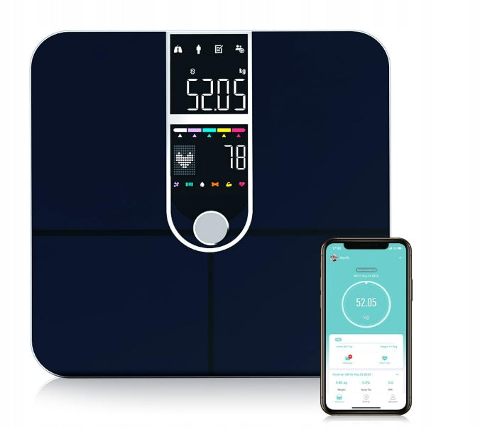 SMART BATHROOM SCALE BMI/WATER/MUSCLE/FAT HEART RATE APP LCD Manufacturer code FI2019LB-I