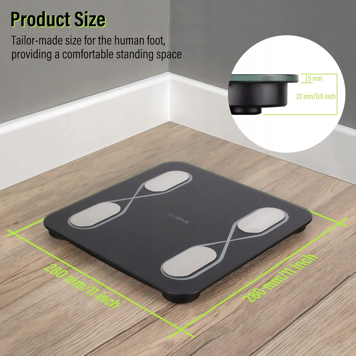 SMART BATHROOM SCALE MEASUREMENT OF FAT TISSUE BMI BLUETOOTH BLACK Brand A-Rival