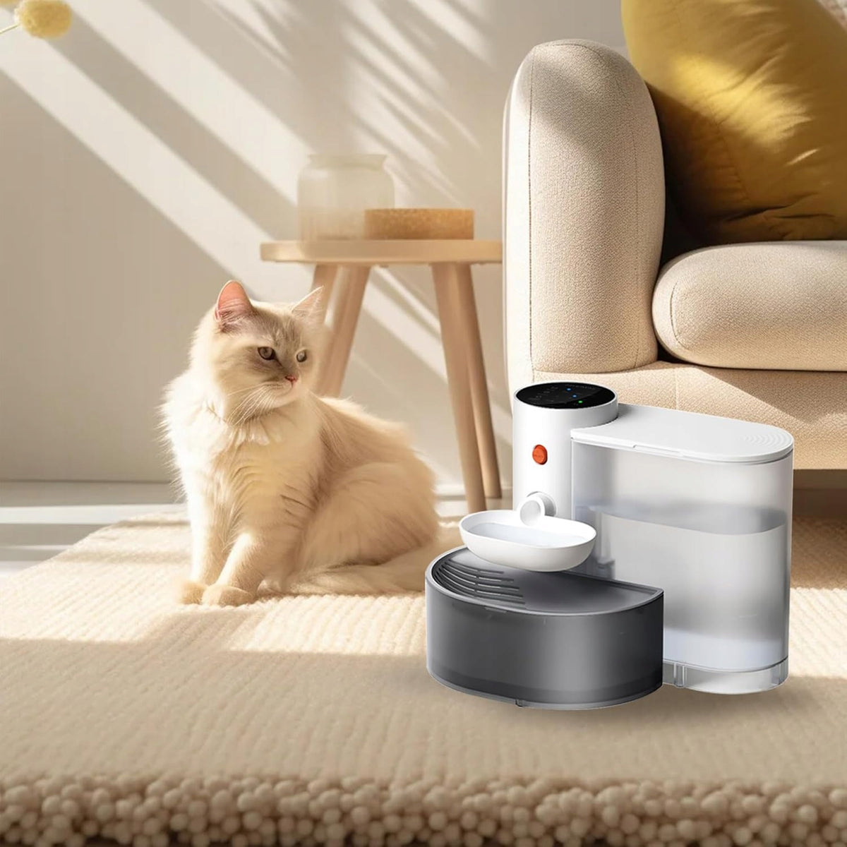 SMART PET WATER FOUNTAIN RECHARGEABLE WIRELESS FOR CATS DOGS-White 3L Packaging status original